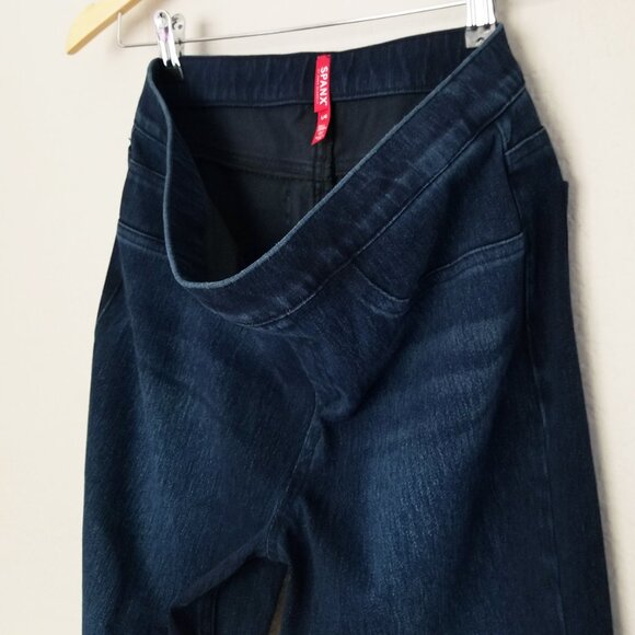 Spanx Jean-ish Ankle Leggings Jeans Pull On Dark Blue Twilight Rinse L Tall $98 - Picture 15 of 16